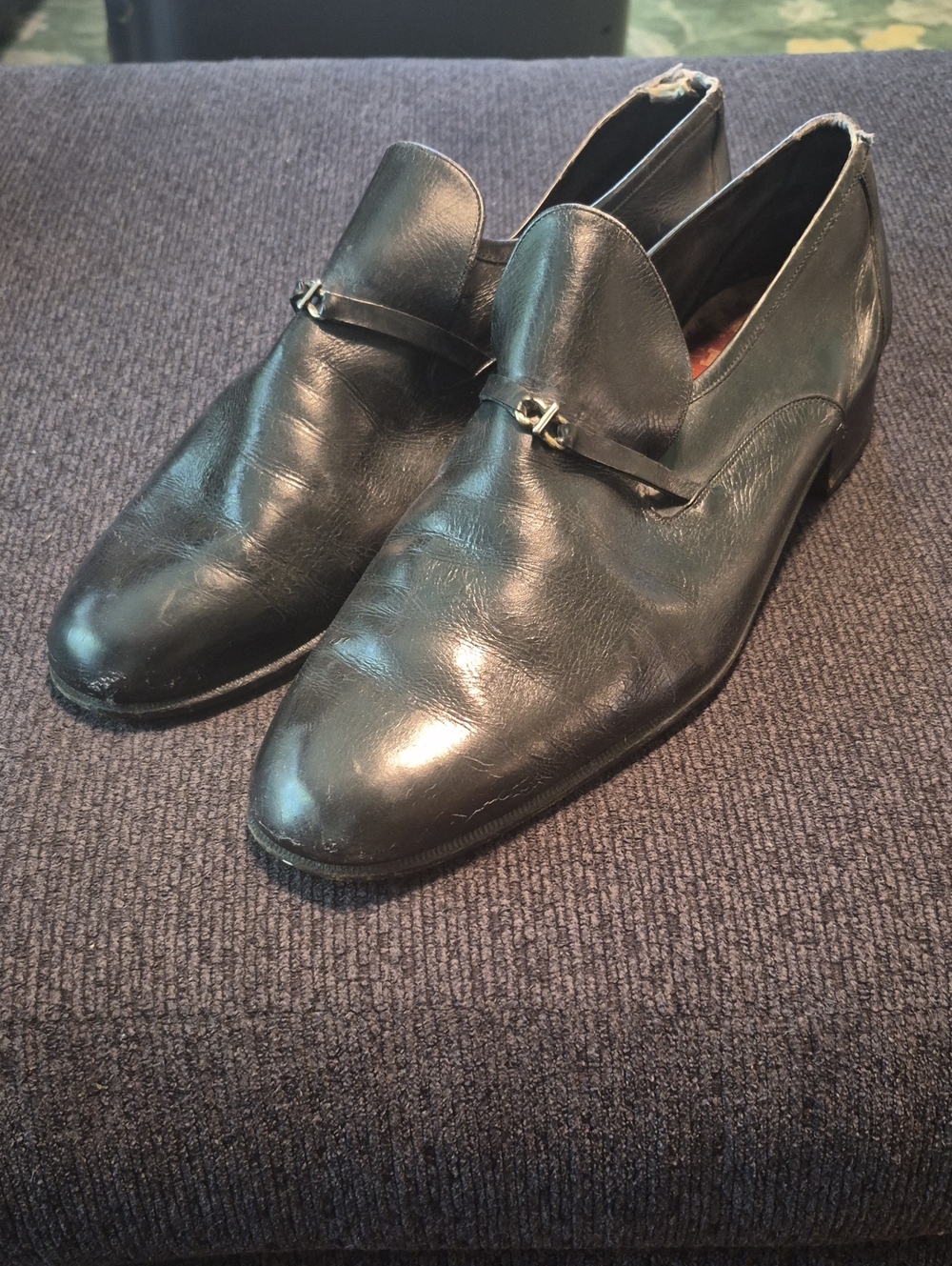 Bally Black Leather Slip-On Loafers with Metal Bit
